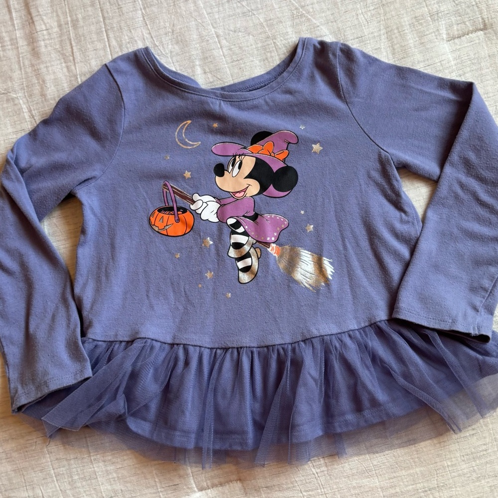 Disney Jumping Bean Minnie Mouse Purple Halloween Themed Longsleeve Size 3T